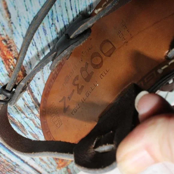 *Nimrod Unisex Brown Leather Casual Slingback Biblical Strappy Sandals Size __ - Picture 9 of 10